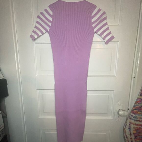 Amanda Uprichard Ribbed V Neck Dress in Lavender Size S - Picture 9 of 11